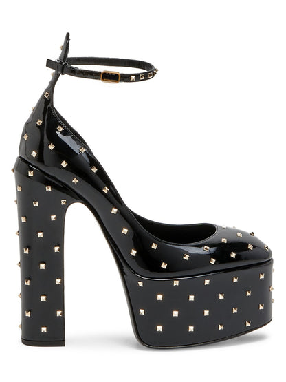 Full Sky Star Rivet Round Head Stripe Thick Waterproof Platform Thick Heel Ultra High Heel Single Shoes