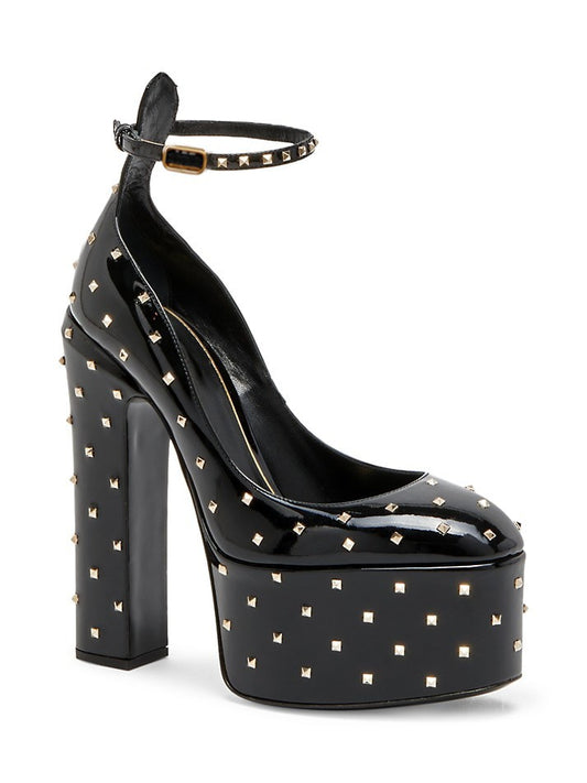 Full Sky Star Rivet Round Head Stripe Thick Waterproof Platform Thick Heel Ultra High Heel Single Shoes